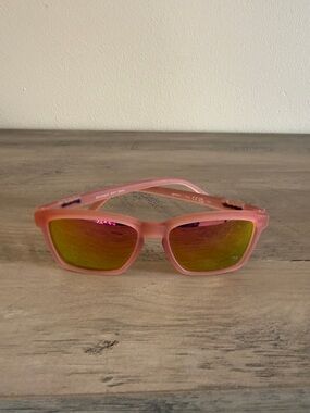 Goodr Pink Frosted Sunglasses with Mirrored Amber Lenses